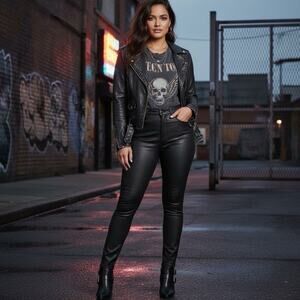 NWOT GOOD AMERICAN Good Legs Black Coated Skinny Jeans Classic Chic Plus Sz: 16